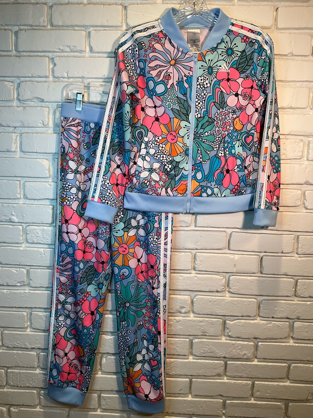 Adidas Split Sizes Floral Track Suit Jacket is 14/Pants are 16